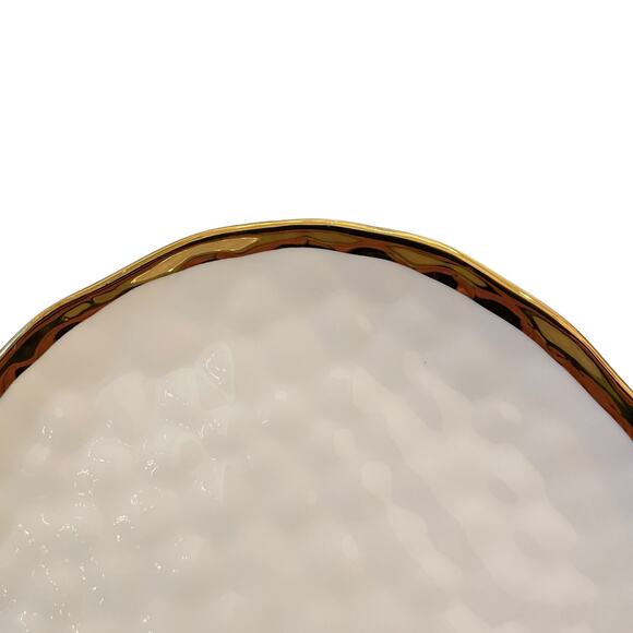 Yedi Bone China Dinner Plates 10" Set of 4 White & Gold Textured Finish New - Picture 9 of 14